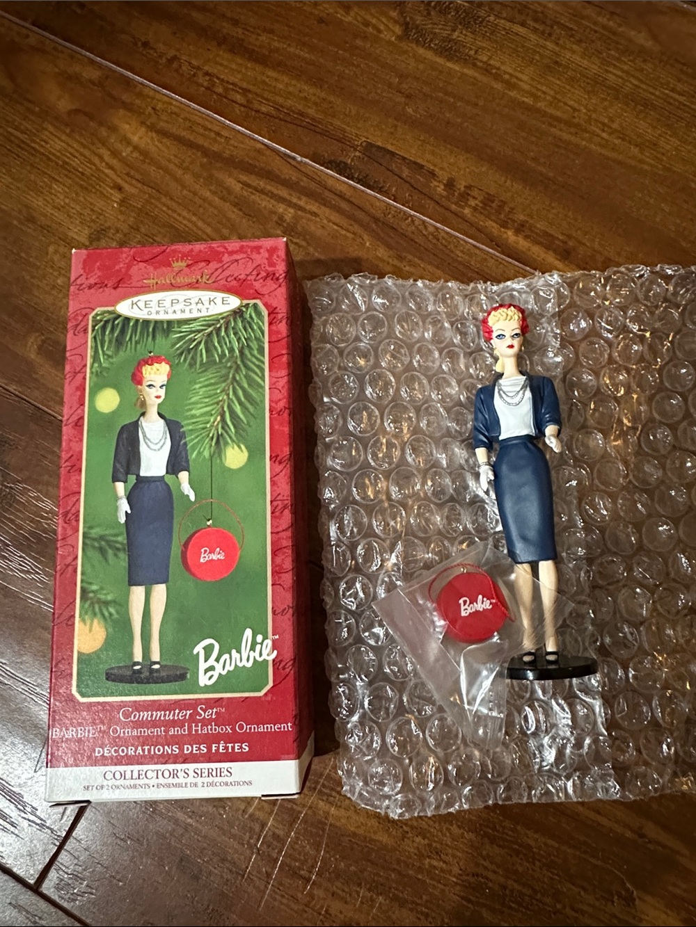 2000 Hallmark Commuter Set Barbie Ornament #7 Hatbox Collector Series